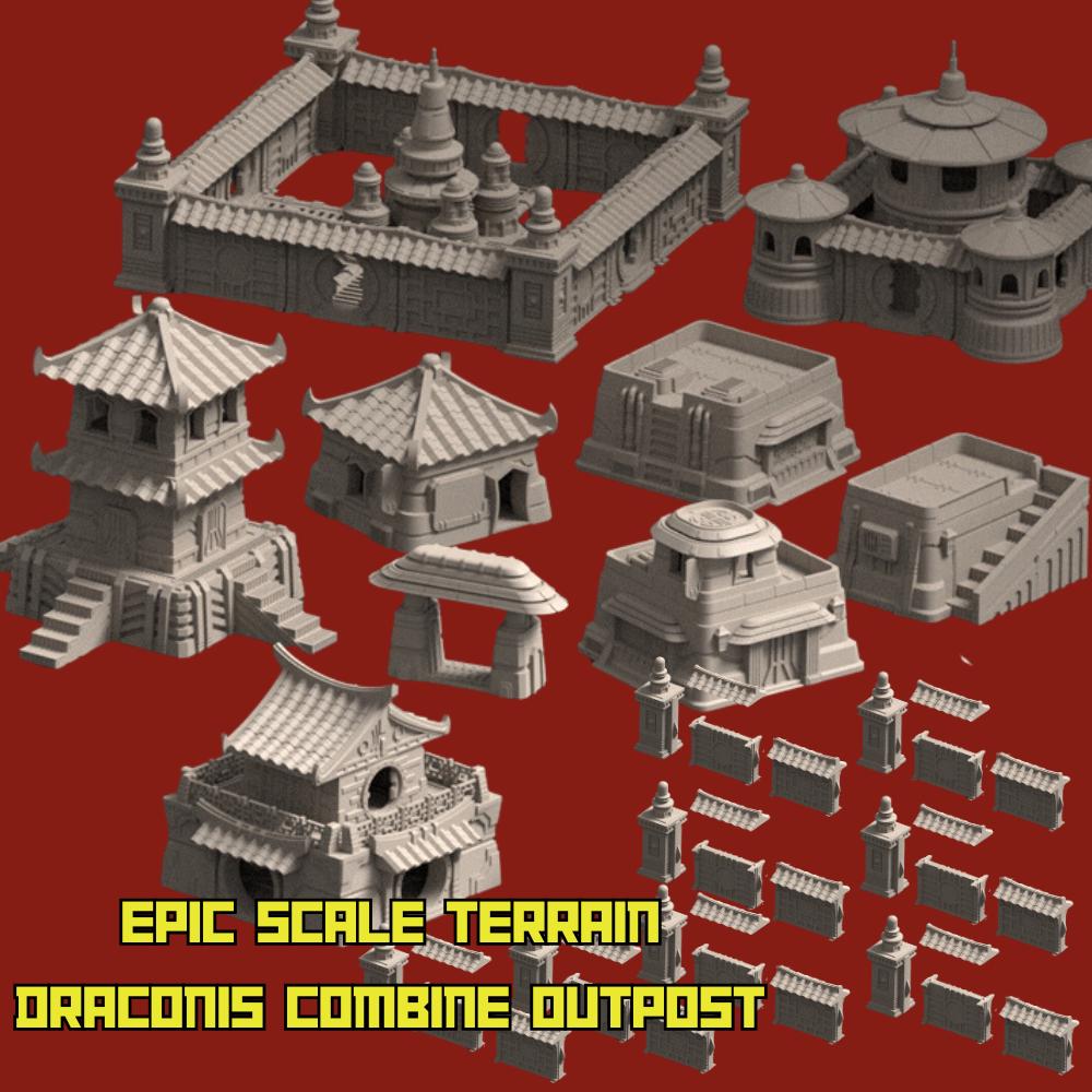Sci-Fi East Asian Fortress: 6-8mm Wargame Terrain Set