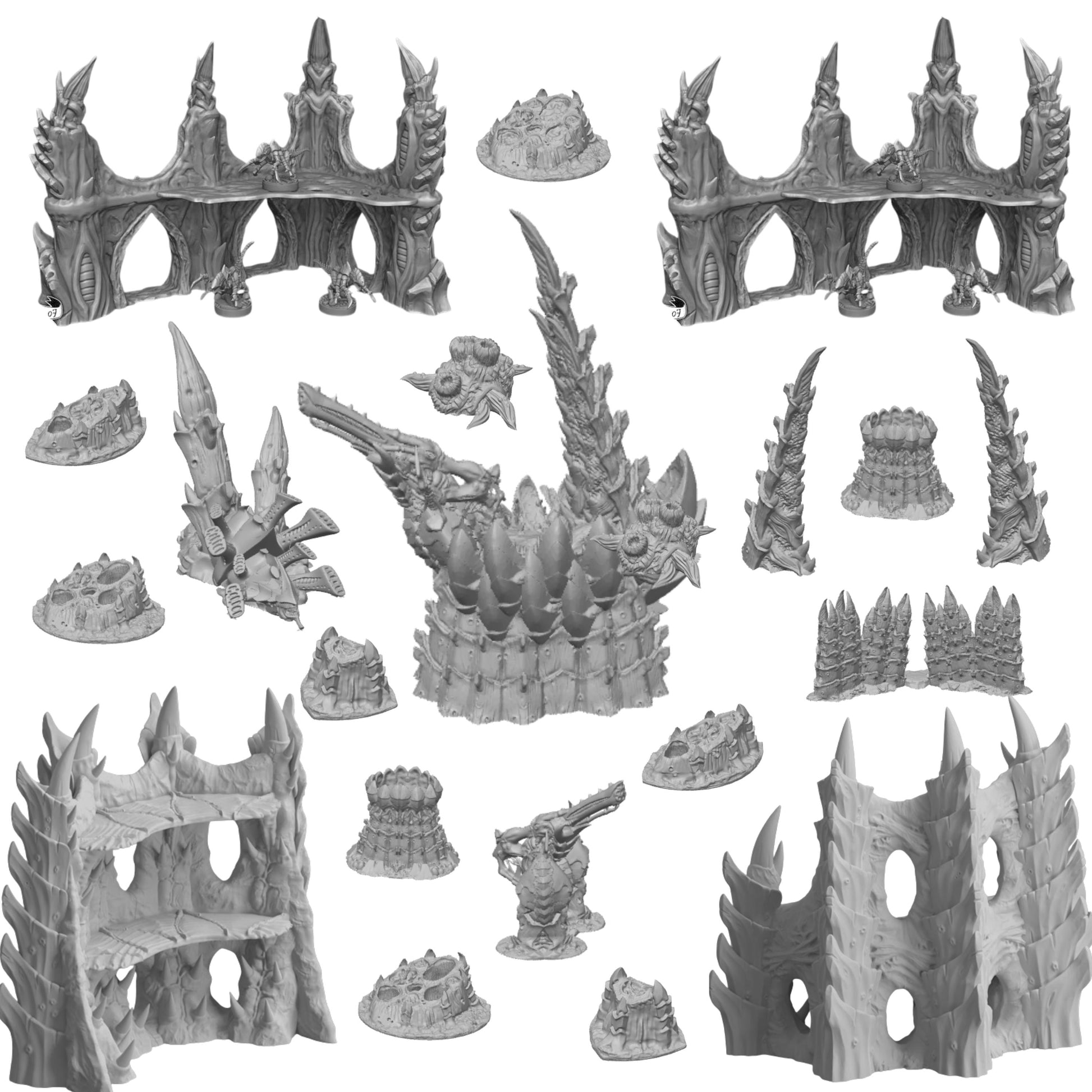 Alien Hive Ruins: 28mm Sci-Fi Wargaming Terrain Set