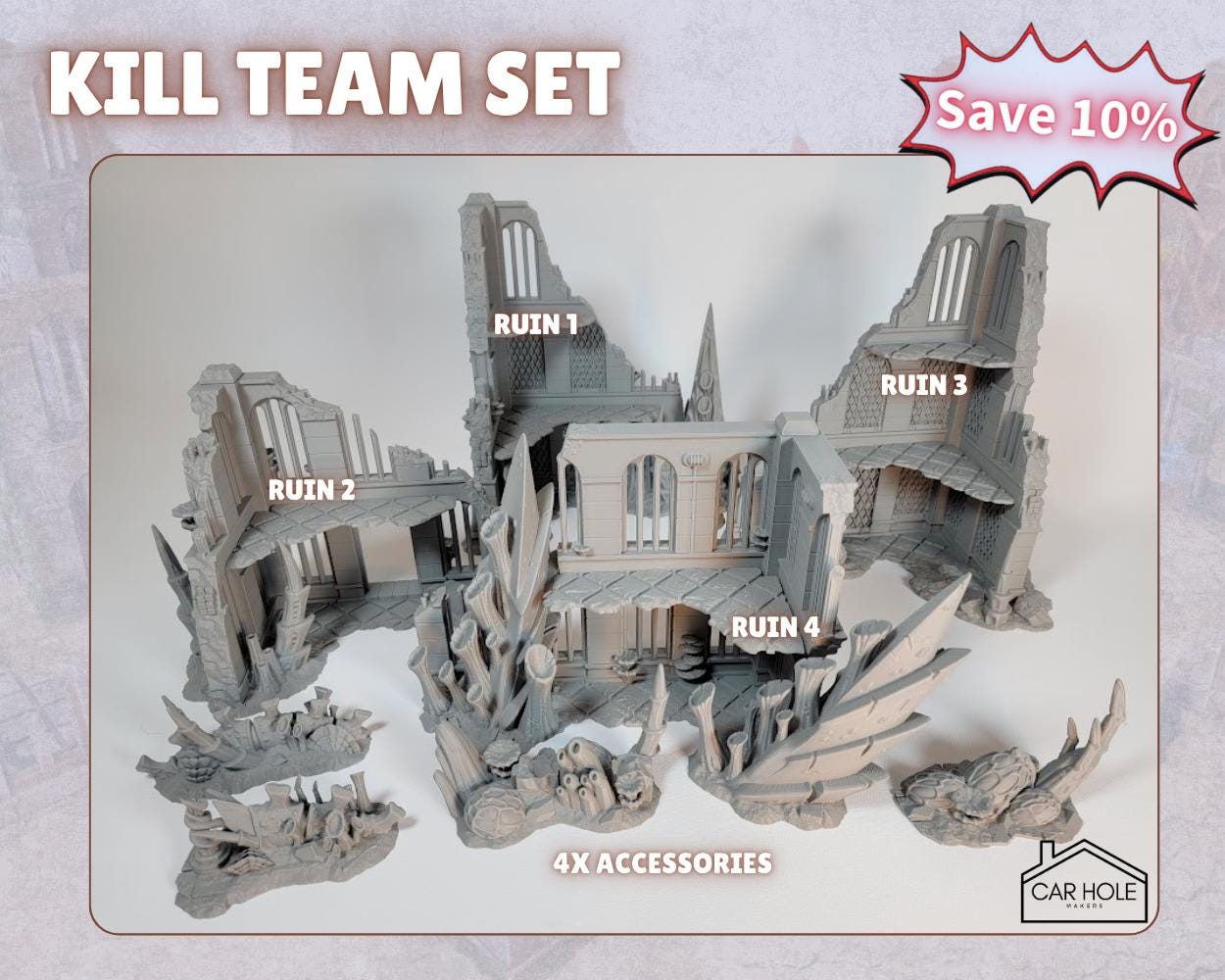 Full Hive Infestation Terrain Set – Alien Ruins & Scatter for Competitive Play, 28mm-32mm Wargames