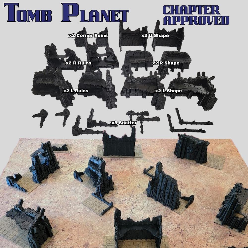 Tomb World Ruins Terrain Set: Sci-Fi Battlefield - 44x60 40k Tournament Terrain