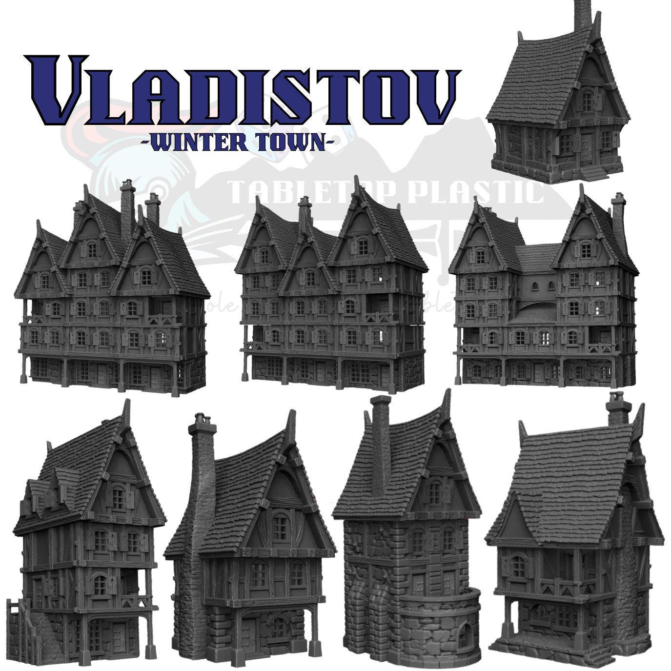 Vladistov Wintertown Terrain – Russian Medieval Tabletop Town Bundle