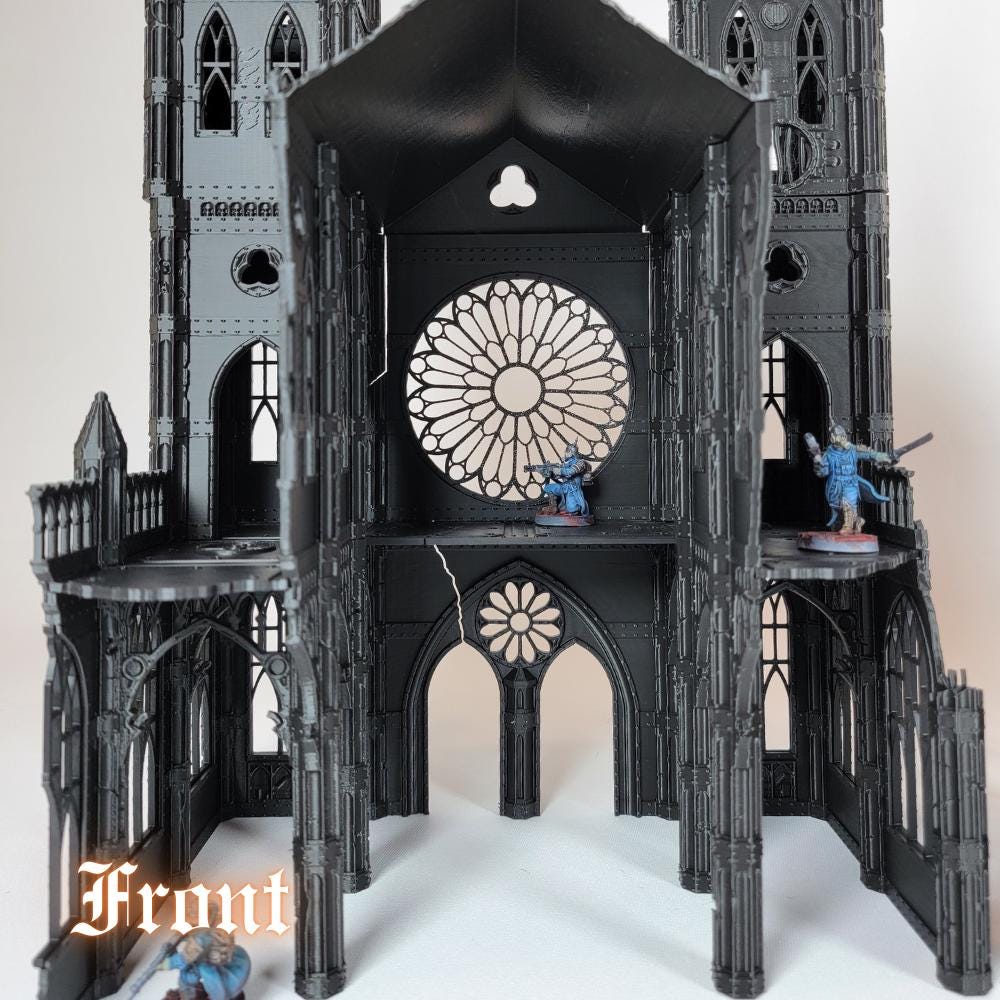 Gothic Cathedral Ruins: 28mm Wargame Terrain - Sci-Fi Battle Centerpiece