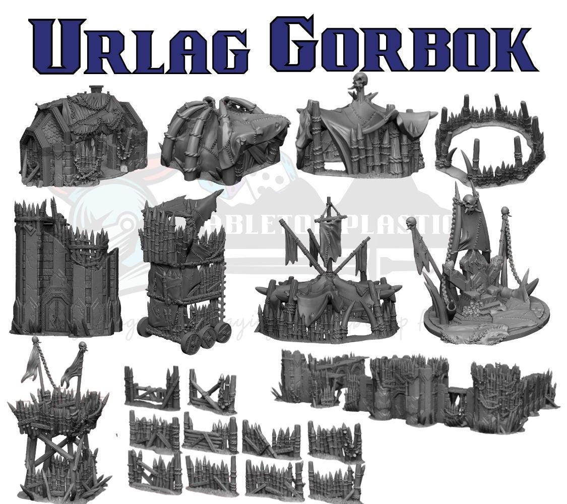 Orc Fort Terrain Bundle: Modular Walls, Towers, Camp - 28-32mm Wargaming