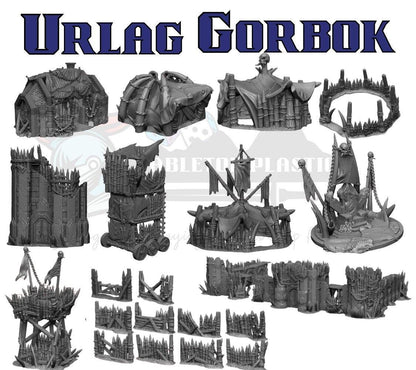 Orc Fort Terrain Bundle: Modular Walls, Towers, Camp - 28-32mm Wargaming