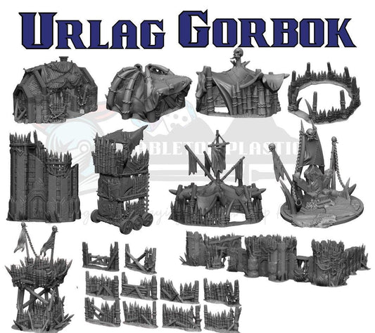 Orc Fort Terrain Bundle: Modular Walls, Towers, Camp - 28-32mm Wargaming