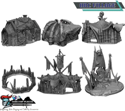 Orc Fort Terrain Bundle: Modular Walls, Towers, Camp - 28-32mm Wargaming
