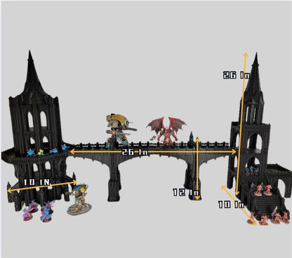 Gothic Bridge Terrain: 40k Tabletop Scenery (28-32mm Miniatures)