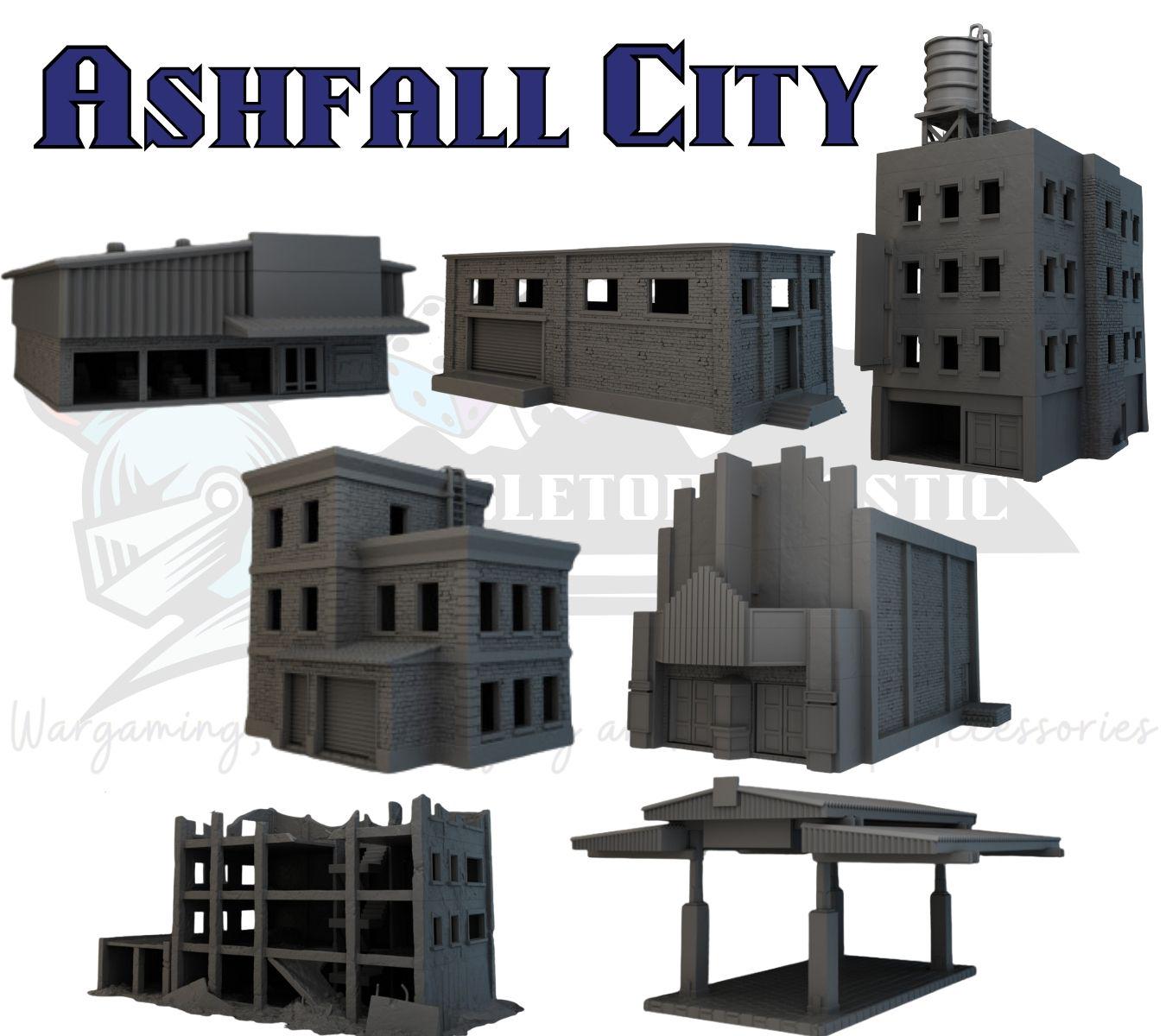 Ashfall City Ruins Terrain Set: 28-32mm Modern Urban Wargaming