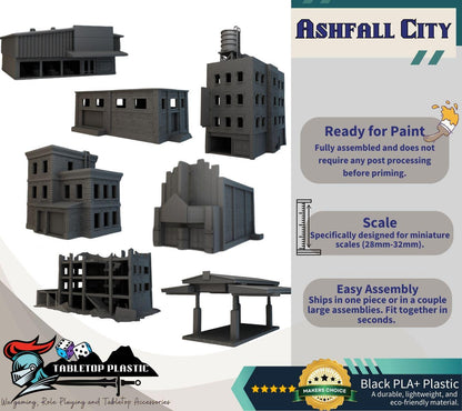 Ashfall City Ruins Terrain Set: 28-32mm Modern Urban Wargaming