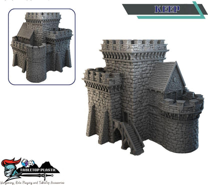 Castle Argent - Medieval fortress terrain bundle, modular walls, ramparts & keep, siege gear (28–32mm)