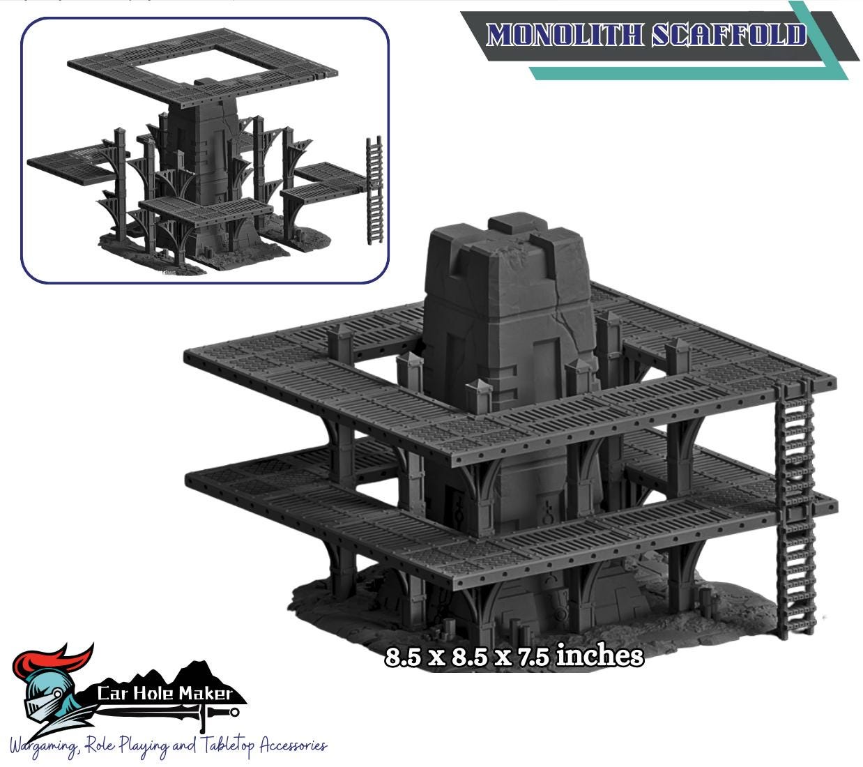 Sci-Fi Tomb World Terrain Set: 28-32mm Scale - Monolith, Pillars, HAB Modules