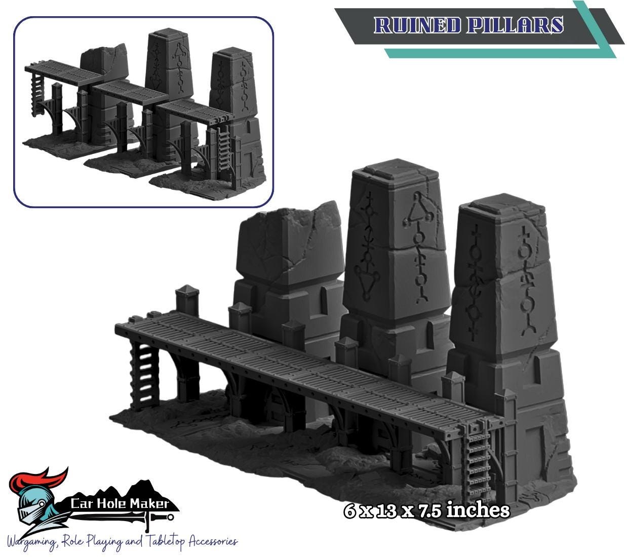 Sci-Fi Tomb World Terrain Set: 28-32mm Scale - Monolith, Pillars, HAB Modules