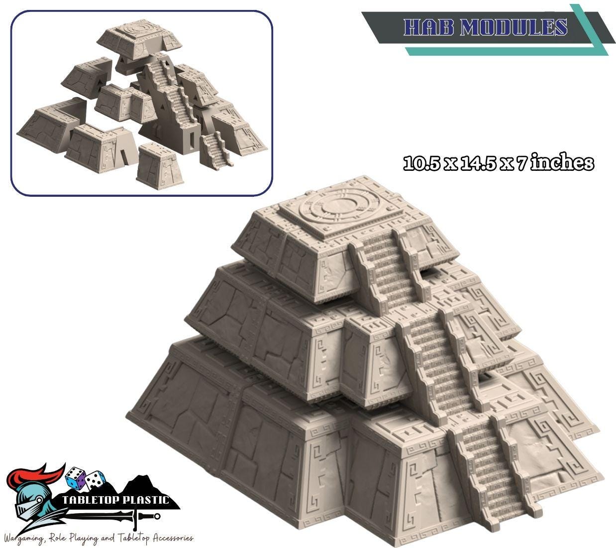 Aztec Inca Sci-Fi Terrain: Pyramids, Platforms & Generators (28-32mm Scale)