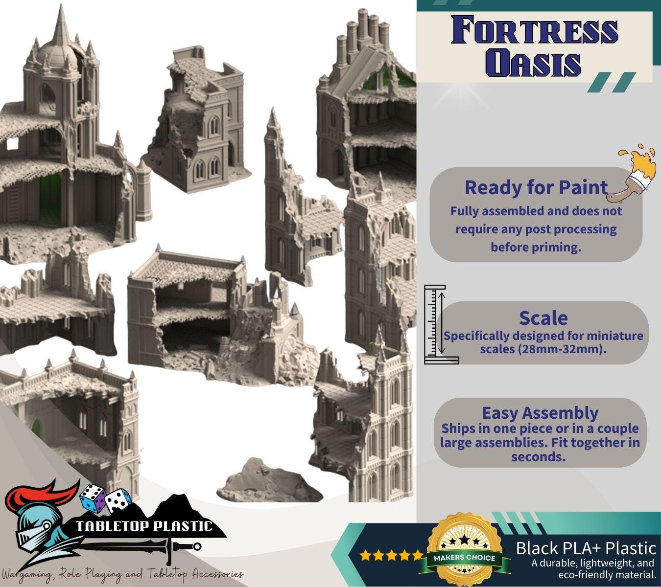 Grimdark Gothic Ruins Terrain — Desolation of Emerita (28–32 mm) Mansions, Corner Ruins & Terraced Houses