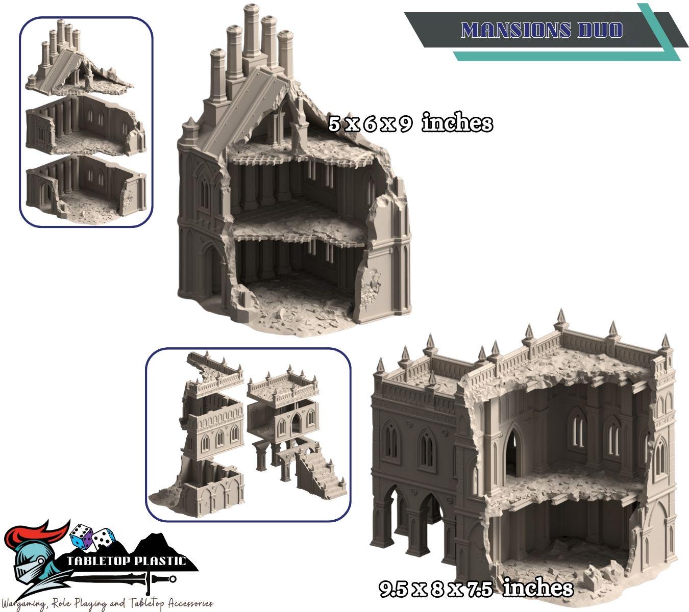 Grimdark Gothic Ruins Terrain — Desolation of Emerita (28–32 mm) Mansions, Corner Ruins & Terraced Houses
