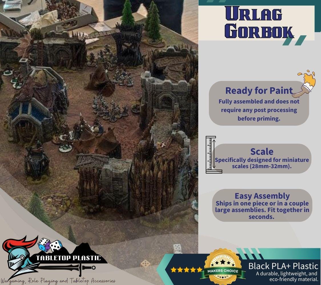 Orc Fort Terrain Bundle: Modular Walls, Towers, Camp - 28-32mm Wargaming