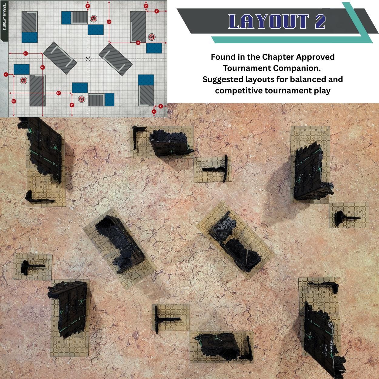 Foldable Necron Ruins Terrain Set - Competitive Style 40k Terrain designed for GW Matched Play & 2025 Chapter Approved Tournament Companion