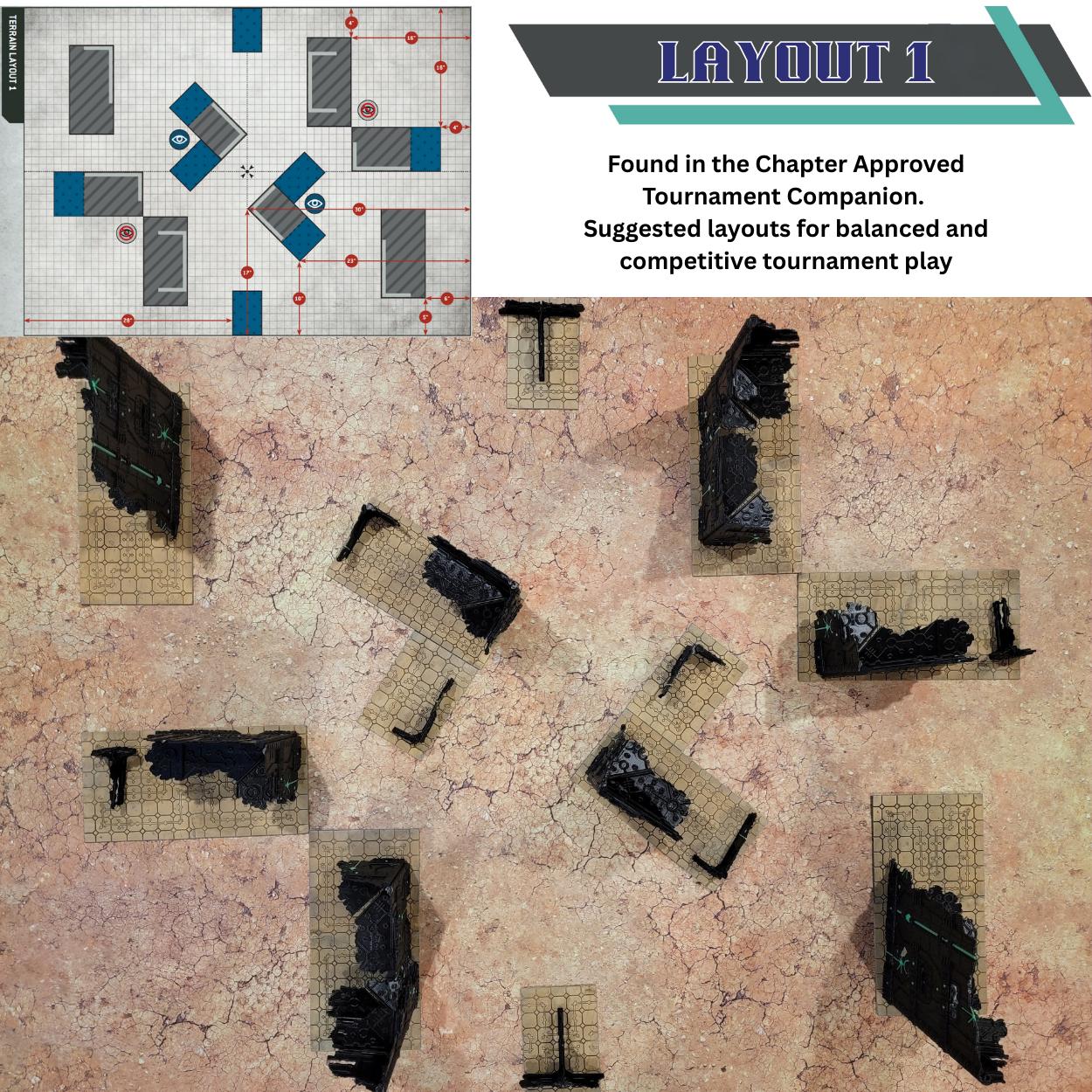 Foldable Necron Ruins Terrain Set - Competitive Style 40k Terrain designed for GW Matched Play & 2025 Chapter Approved Tournament Companion