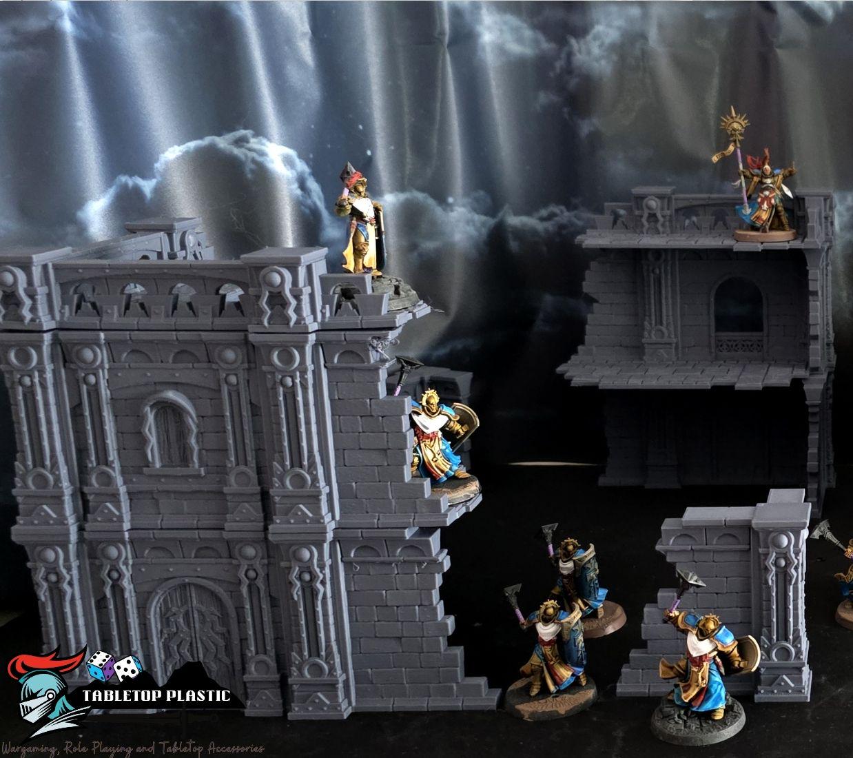 Hope’s Reach City Terrain Set: Fantasy buildings and prebuilt ruined L‑section walls