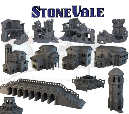 Stone Vale Villas Terrain Set – Italian Renaissance Town Buildings for D&D, Frostgrave and Malifaux