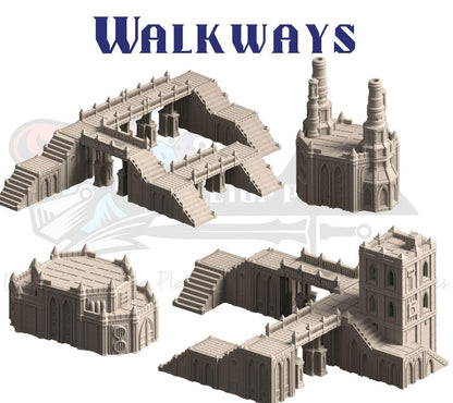 Grimdark hive city terrain set: Omnis Prime Hive District walkways and gantry