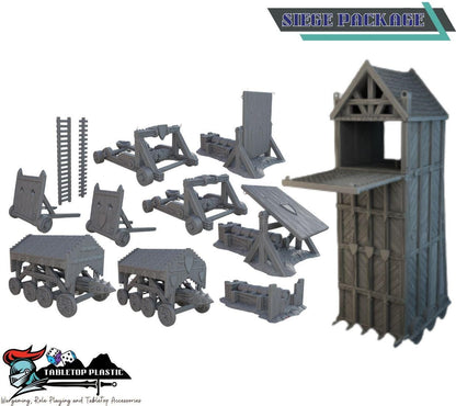 Castle Argent - Medieval fortress terrain bundle, modular walls, ramparts & keep, siege gear (28–32mm)