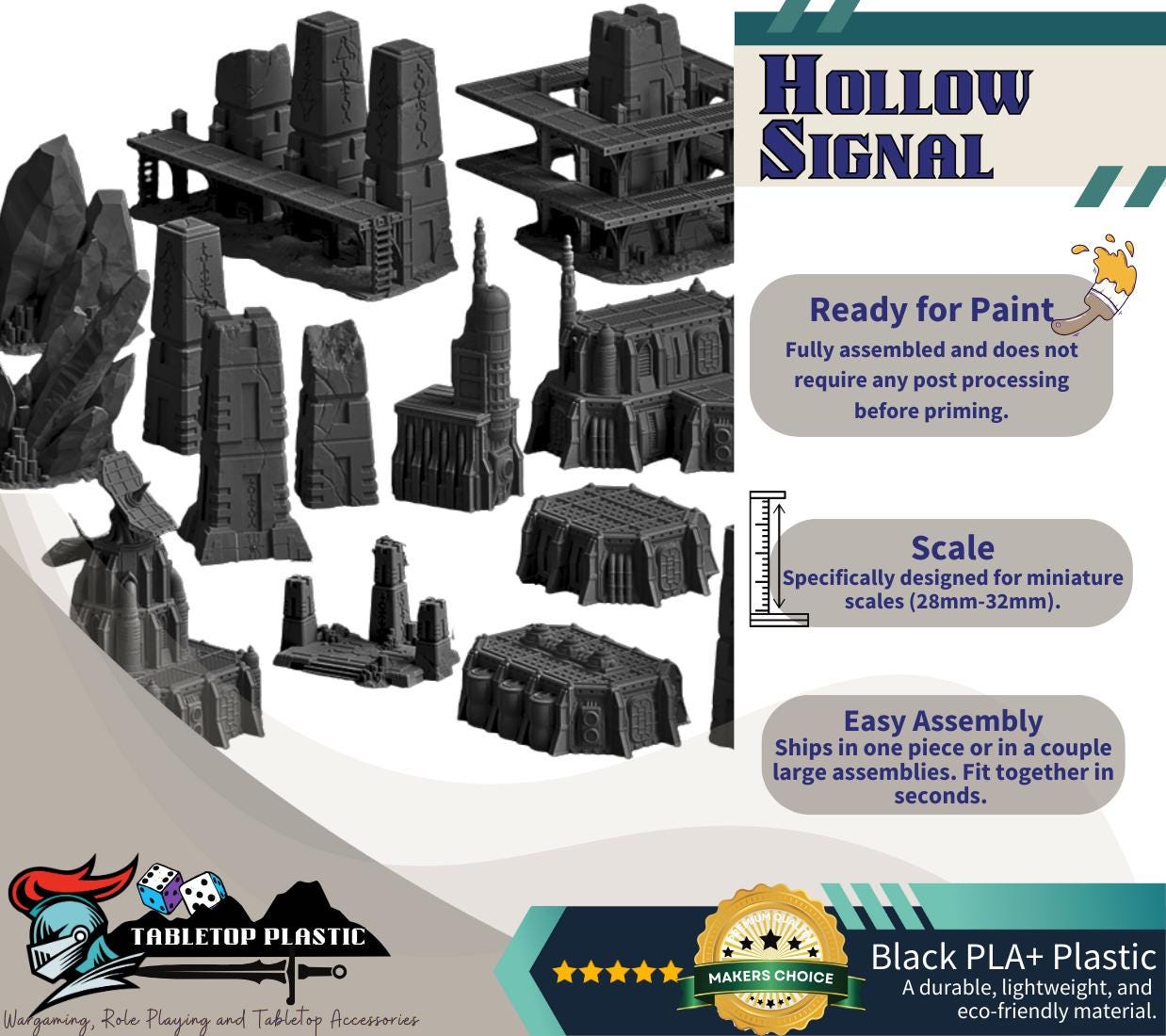 Sci-Fi Tomb World Terrain Set: 28-32mm Scale - Monolith, Pillars, HAB Modules