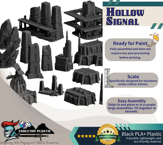 Sci-Fi Tomb World Terrain Set: 28-32mm Scale - Monolith, Pillars, HAB Modules