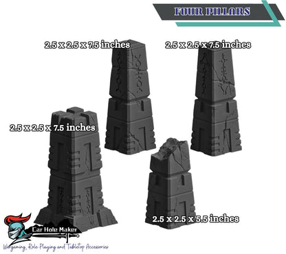Sci-Fi Tomb World Terrain Set: 28-32mm Scale - Monolith, Pillars, HAB Modules