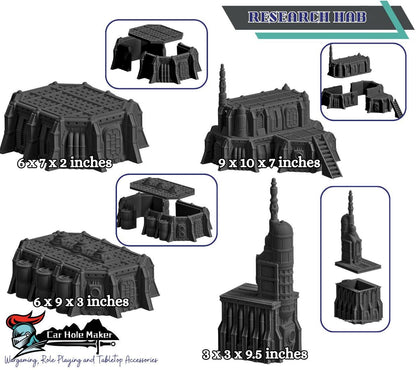 Sci-Fi Tomb World Terrain Set: 28-32mm Scale - Monolith, Pillars, HAB Modules