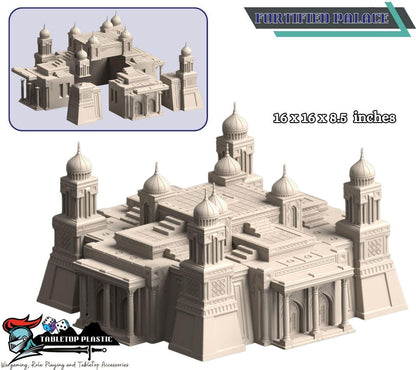 Desert Fortress City Terrain — Palaces, Walls & Hab Blocks (Modular, 28–32mm Tabletop Scenery)