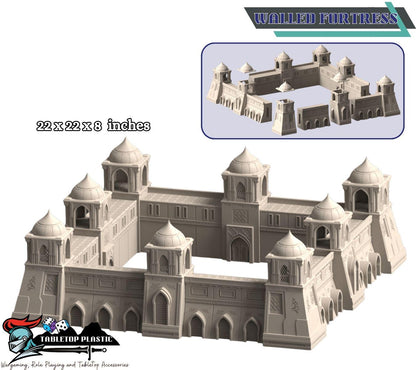Desert Fortress City Terrain — Palaces, Walls & Hab Blocks (Modular, 28–32mm Tabletop Scenery)