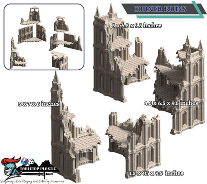 Grimdark Gothic Ruins Terrain — Desolation of Emerita (28–32 mm) Mansions, Corner Ruins & Terraced Houses