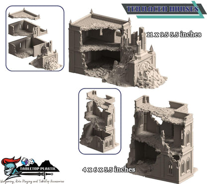 Grimdark Gothic Ruins Terrain — Desolation of Emerita (28–32 mm) Mansions, Corner Ruins & Terraced Houses