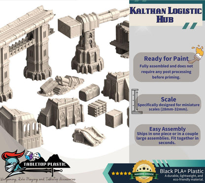 Kalthan Logistic Hub — Industrial Crane, Elevated Bridge & Ruins (28–32 mm Terrain)