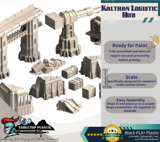 Kalthan Logistic Hub — Industrial Crane, Elevated Bridge & Ruins (28–32 mm Terrain)