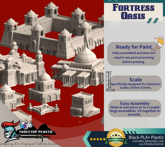 Epic Scale 6mm-8mm Desert Fortress City Terrain — Palaces, Walls & Hab Blocks Tabletop Scenery