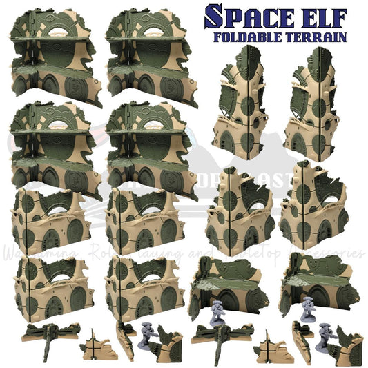 Foldable Eldar 10th Edition 40k Terrain: Space Elf Ruins - 40k Chapter Approved
