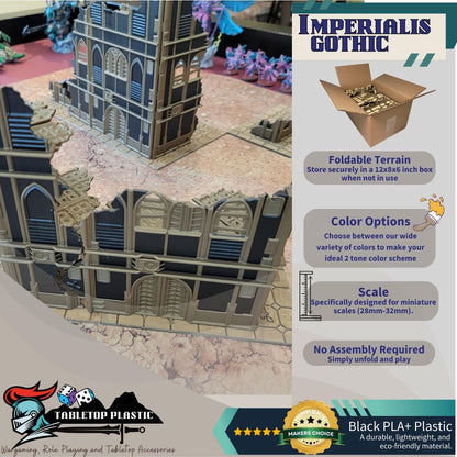 Foldable Gothic Ruins Terrain Set - Competitive Style 40k Terrain designed for GW Matched Play & 2025 Chapter Approved Tournament Companion
