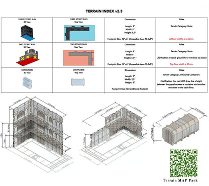 WTC 2025 Tournament Terrain: Foldable Ruins & Containers - Map Pack v2.3