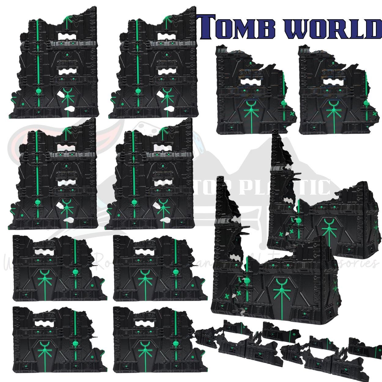 Foldable Necron Ruins Terrain Set - Competitive Style 40k Terrain designed for GW Matched Play & 2025 Chapter Approved Tournament Companion