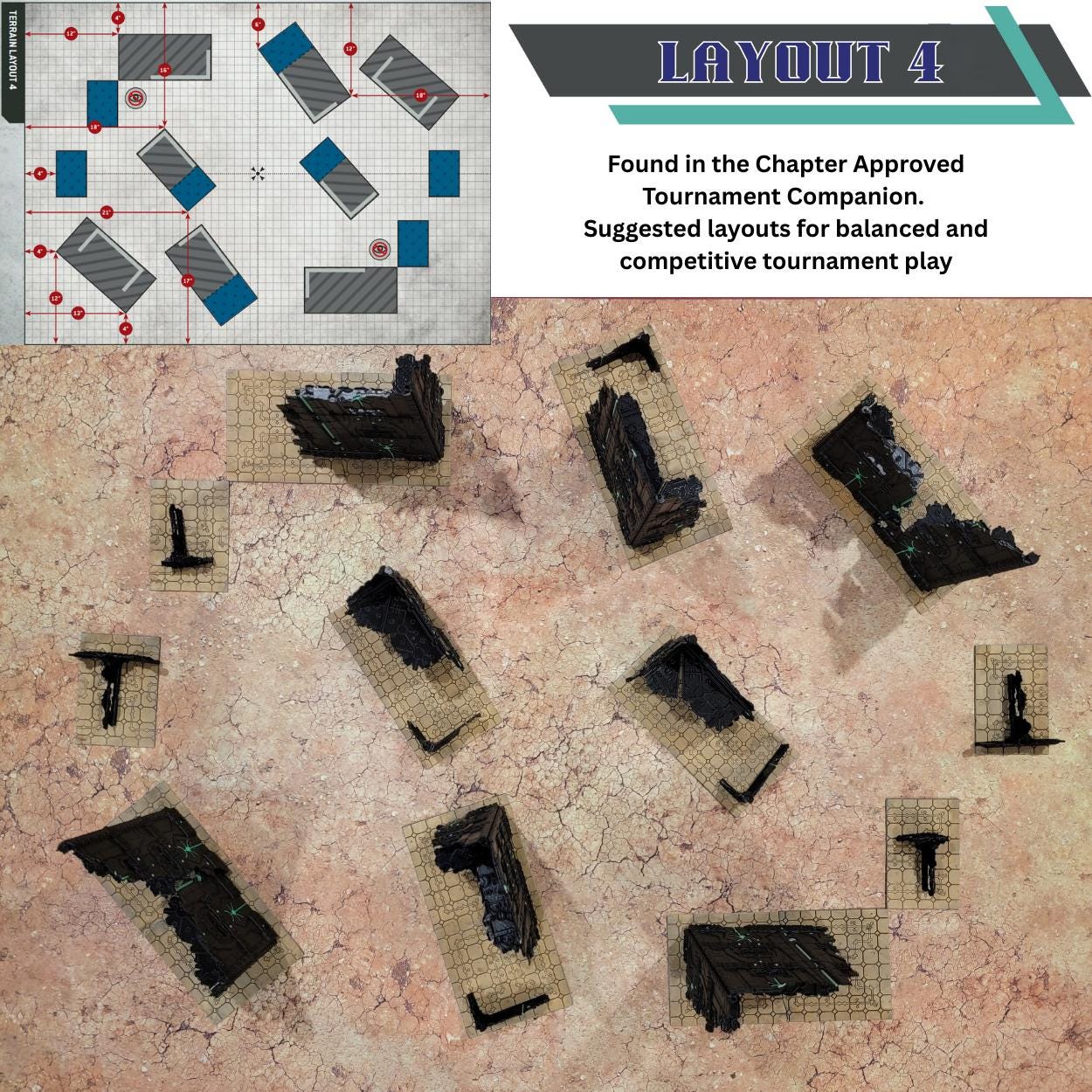 Foldable Necron Ruins Terrain Set - Competitive Style 40k Terrain designed for GW Matched Play & 2025 Chapter Approved Tournament Companion