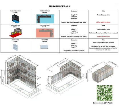 WTC 2025 Tournament Terrain: Chaos Foldable Ruins & Containers - Map Pack v2.3