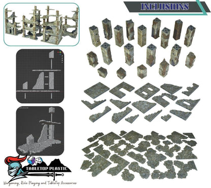 Modular Concrete Ruins Terrain Set: 28-32mm Grimdark Wargaming