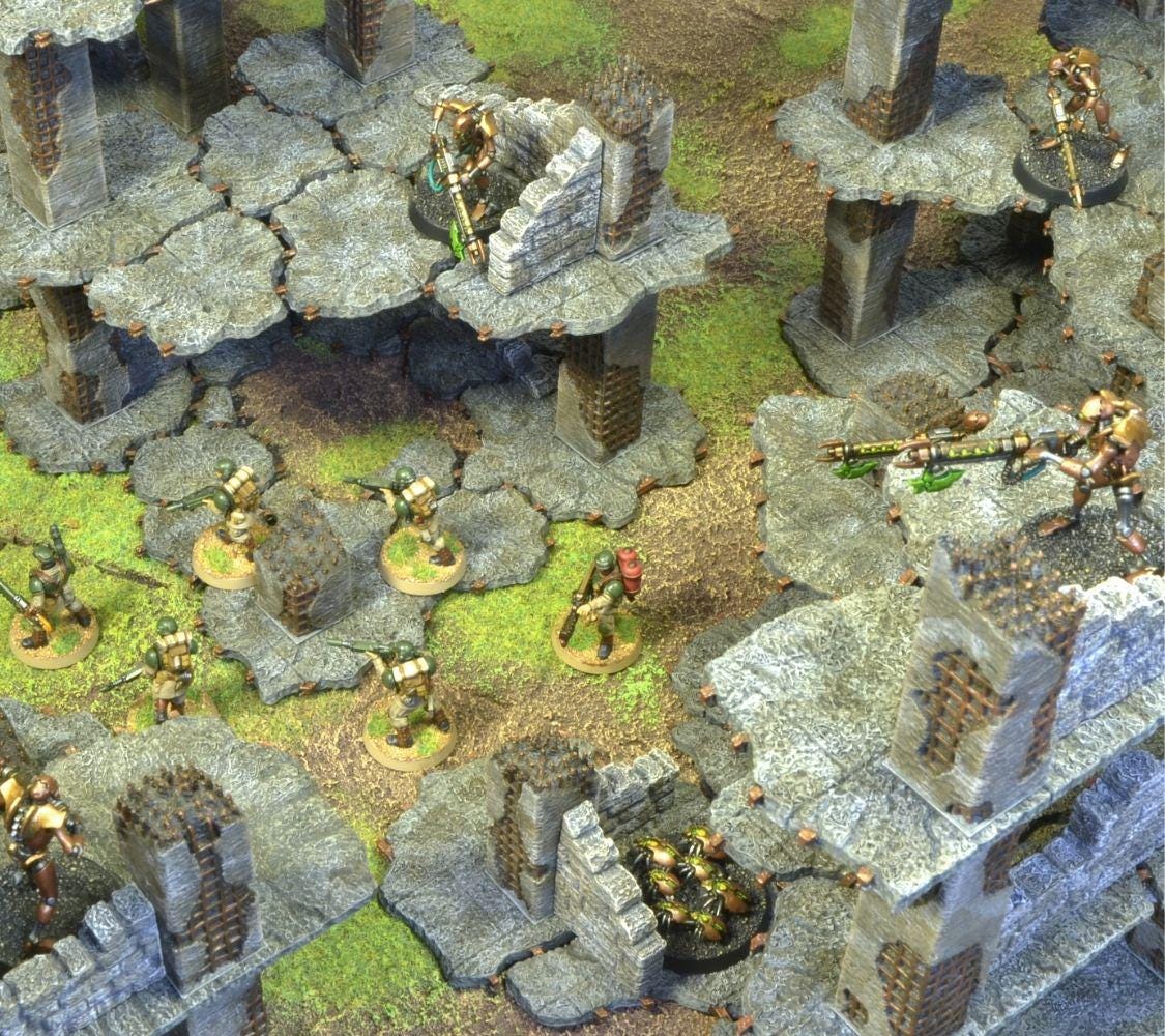 Modular Concrete Ruins Terrain Set: 28-32mm Grimdark Wargaming