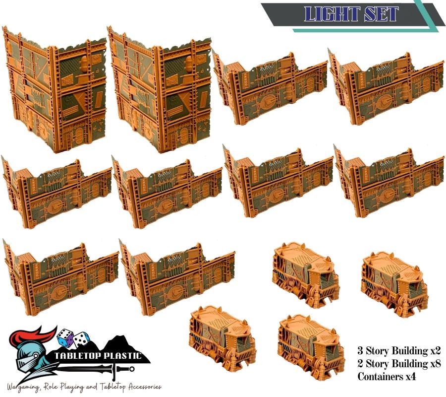 WTC 2025 Tournament Space Orks Terrain: Foldable Ruins & Containers - Map Pack v2.3