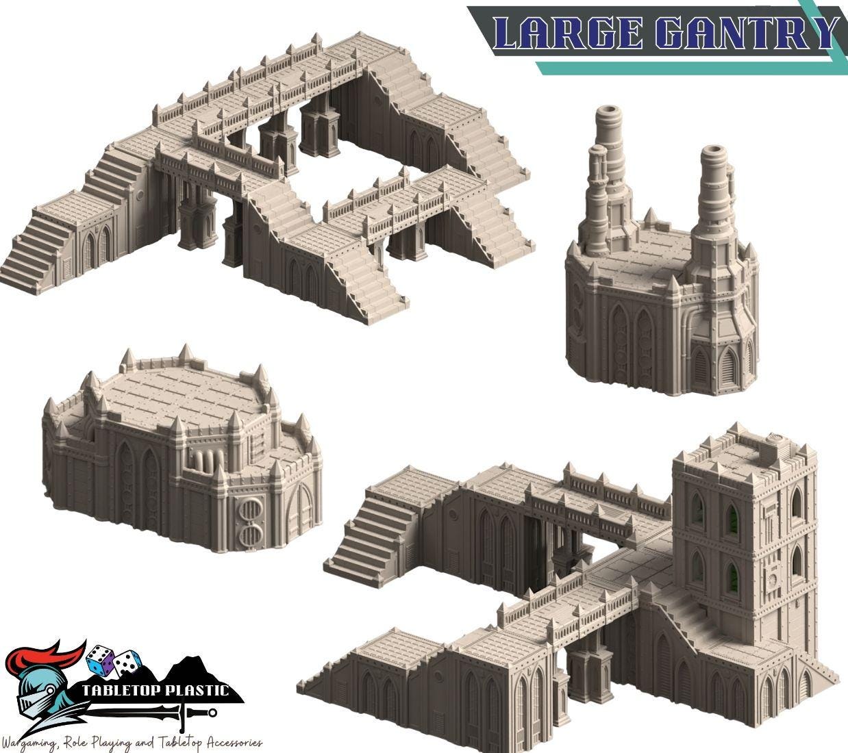 Grimdark hive city terrain set: Omnis Prime Hive District modular hab‑blocks, gantries, walkways