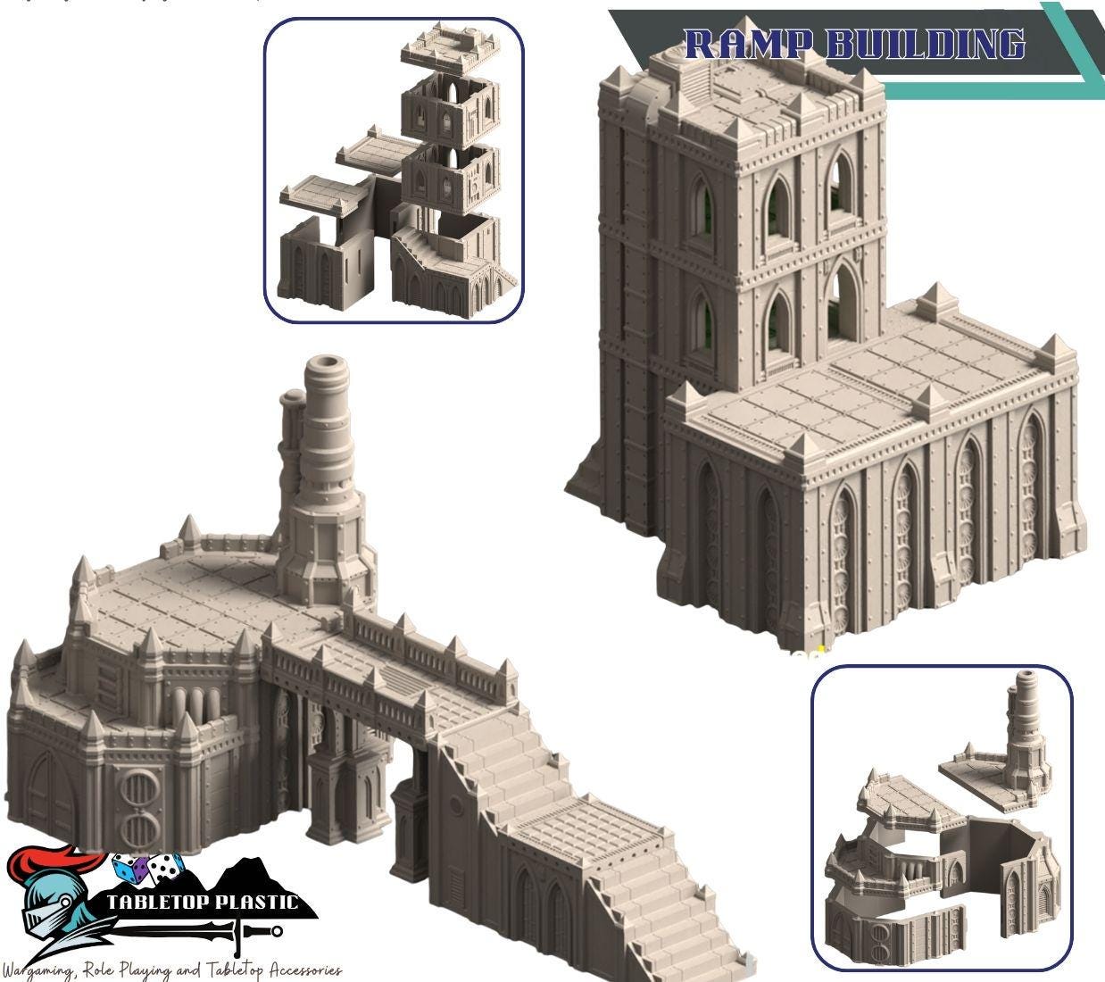 Grimdark hive city terrain set: Omnis Prime Hive District modular hab‑blocks, gantries, walkways