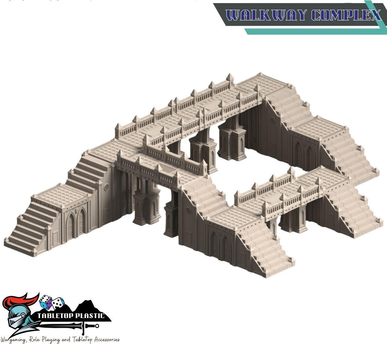 Grimdark hive city terrain set: Omnis Prime Hive District walkways and gantry