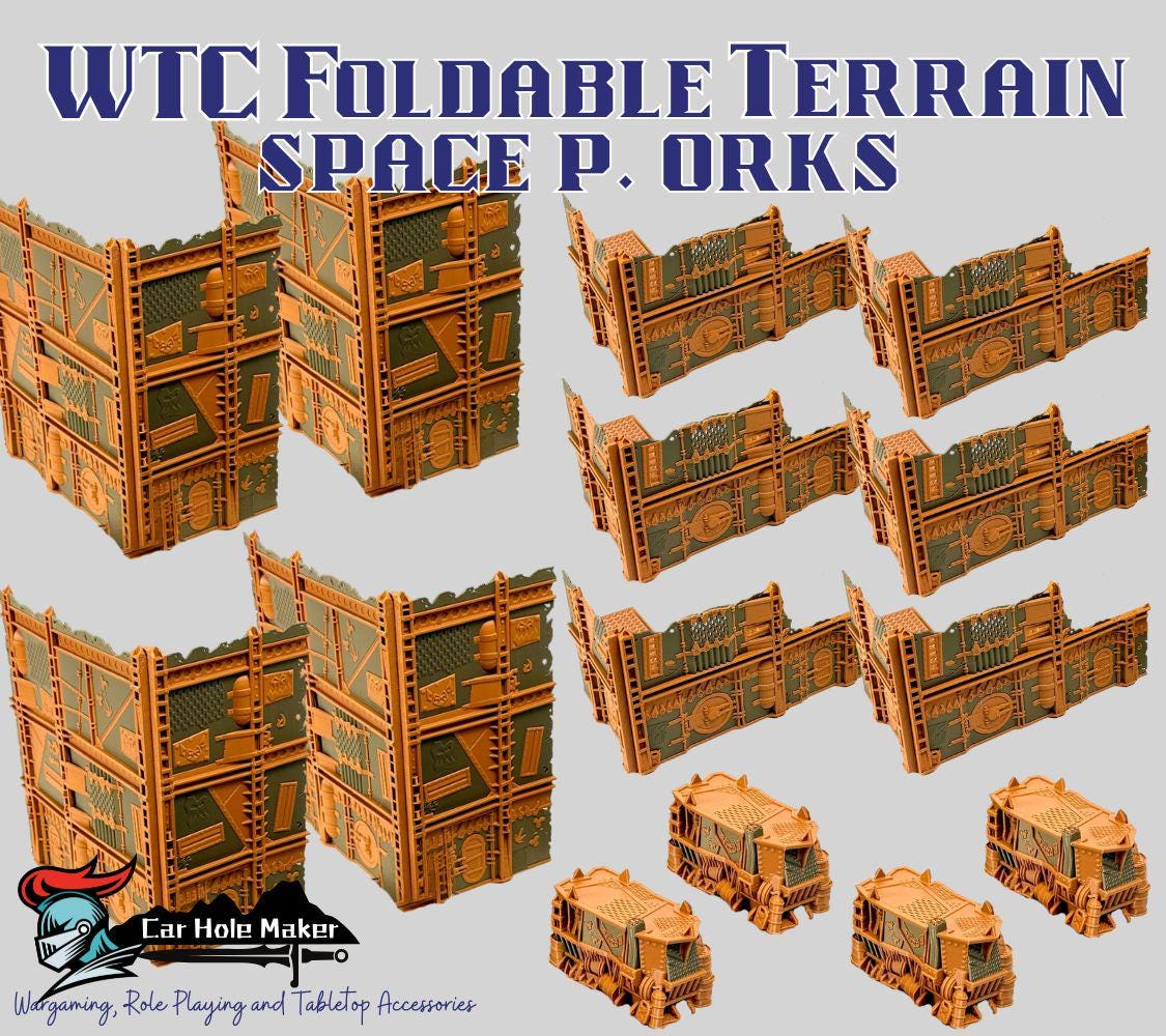WTC 2025 Tournament Space Orks Terrain: Foldable Ruins & Containers - Map Pack v2.3